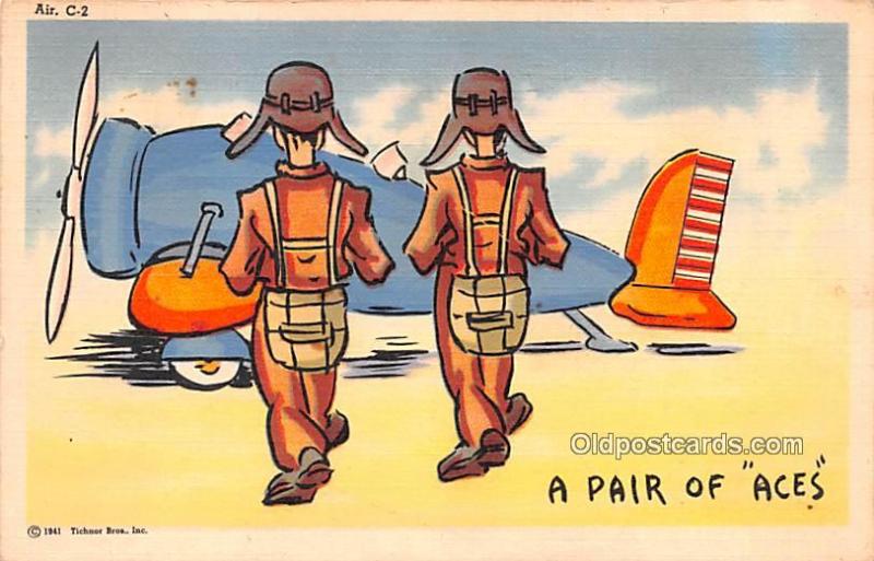 Military Comic Postcard, Old Vintage Antique Post Card Tichnor Bros, Inc, Air...