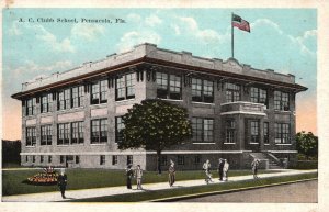 Vintage Postcard 1922 A. C. Clubb School Pensacola Florida The Heinberg Co. Pub.