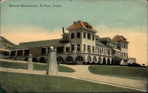 El Paso Texas TX Homan Sanitorium c1910 Vintage Postcard