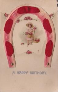 Happy Birthday Young Girl and Mechanical Horseshoe
