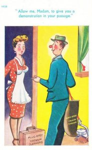 Vacuum Cleaner Salesman Hoover Demonstration Comic Sexy Humour Seaside Postcard