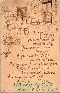 Vtg Postcard 1910 - L.F. Pease - A Moving Picture Sketch w Poem