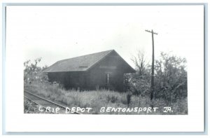 c1960 CRIP Bentonsport Iowa IA Railroad Train Depot Station RPPC Photo Postcard