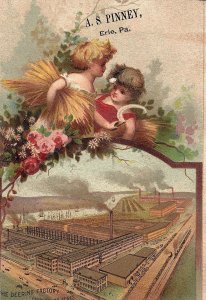 1880's A. S. Pinney Deering All-Steel Binder Reaper Farm Victorian Trade Card *L