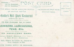 Golders Hill Green Restaurant Hampstead Music Bands Antique Advertising Postcard