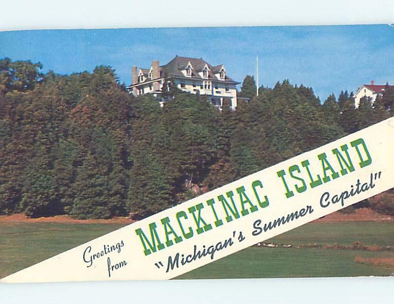 Pre-1980 GREETINGS FROM POSTCARD Mackinac Island Michigan MI ho5524