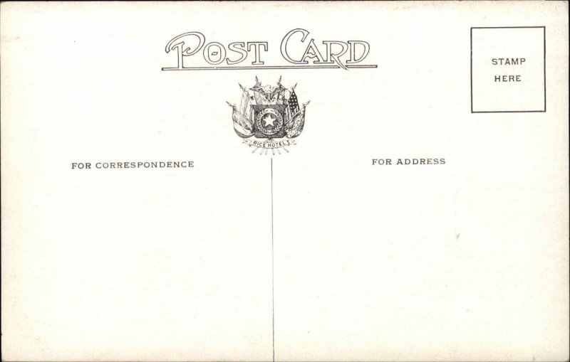 Houston Texas TX Rice Hotel Ball Room c1910 Vintage Postcard