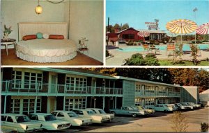 Postcard AL Gadsden Holiday Host Motel Pool Roadside Interior 1960s S74