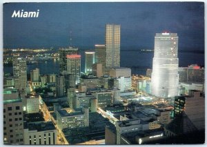 Postcard - Miami's Beautiful Skyline at Night - Miami, Florida