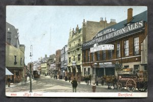 dc768 - DARTFORD England c1907-10 High Street. Hotel. Beer Signs. Postcard