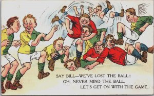 Comic Soccer Fighting Vintage Postcard B192