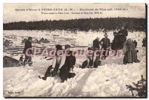 Postcard Old Winter Sports Peira Cava Nice surroundings sledge