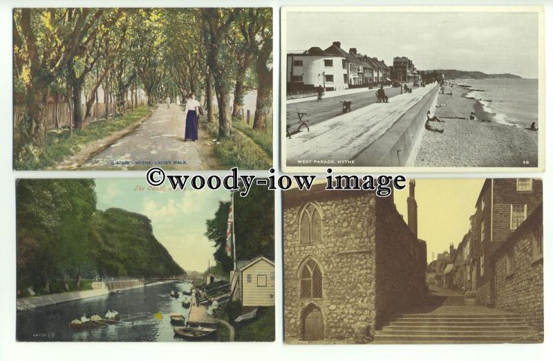 tp9619 - Kent - Four Cards, of Various Scenes, of Hythe Town & Beach - postcard