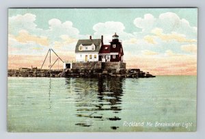 Rockland ME-Maine, Breakwater Light, Vintage Postcard 
