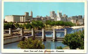 Postcard - Lower Dam and Locks, Minneapolis, Minnesota, USA