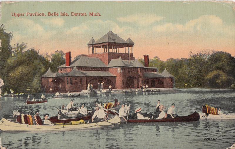 United States Michigan Detroit Upper Pavillon animated boats Lake, Belle Isle