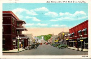 Wisconsin Black River Falls Main Street Looking West 1948 Curteich