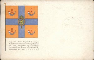 Netherlands Individual Flags Royalty QUEEN WILHELMINA c1900 Vintage Postcard