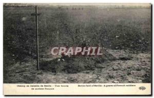 Postcard Old Battlefield Senlis A grave Militaria