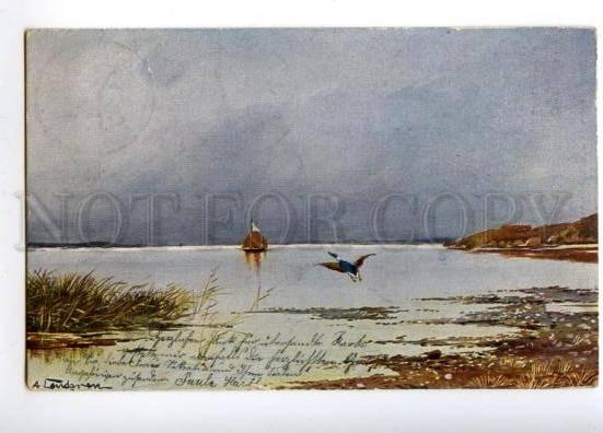 170423 NORWAY Fishing Boat HUNT Duck by LANDSREN vintage PC