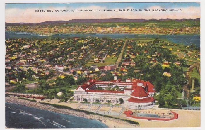 San Diego CA Hotel Del Coronado Kansas City MO Hopkins News Vintage Postcard A36