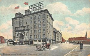 Boston MA Castle Square Theatre and Hotel Old Car in 1911 Postcard