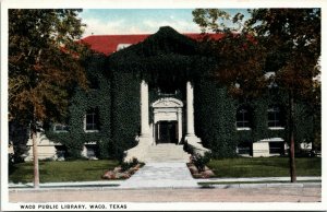 Postcard TX McLennan County Waco Ivy-Covered Public Library 1920s S57