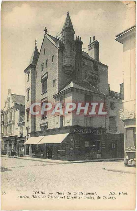 Postcard Old Tours Old Square Chateauneuf Hotel Briconnet (first Mayor Tours)...