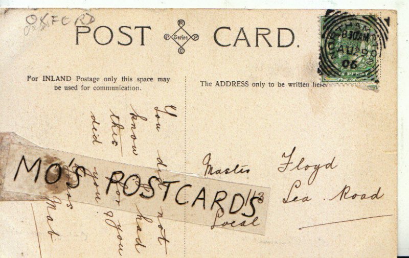 Genealogy Postcard - Master Floyd - 113 Lea Road - Northampton - Ref 7847A