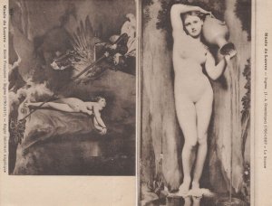 Musee De Louvre French 2x Ingres Nude Antique Painting Postcard s