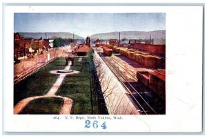 c1905 Aerial View N. P. Depot Railroad North Yakima Washington Unposted Postcard