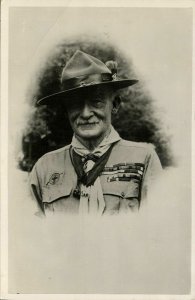 Lord Baden Powell in Scouting Uniform, World Jamboree (1937) RPPC Postcard