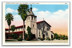 Vintage 1940's Postcard Mission Santa Clara & Santa Clara University California