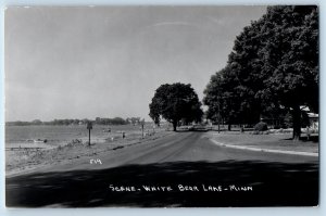 Bear Lake Minnesota MN Postcard RPPC Photo Scene Road Car c1950's Vintage