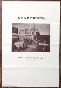 1955 WIEN WEIHBURGGASSE AUSTRIA STADTKRUG RESTAURANT MENU Z5581