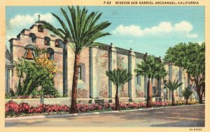 Vintage Postcard Mission San Gabriel Archangel 4th Mission California WP&N Pub.