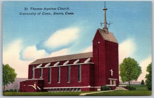 Vtg Storrs CT St Thomas Aquinas Church University of Connecticut 1940s Postcard