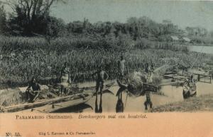 suriname, PARAMARIBO, Native Maroons with Raft (1899) Postcard