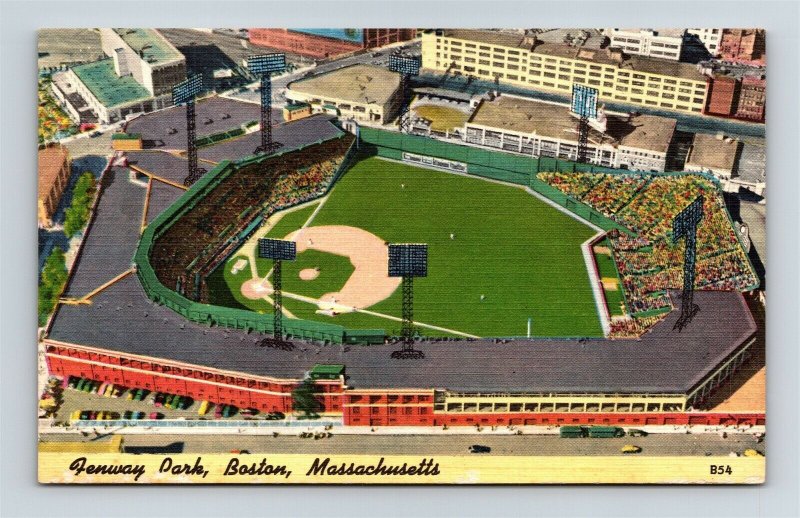 Postcard MA Boston Massachusetts Aerial View Fenway Park Red Sox Baseball C43