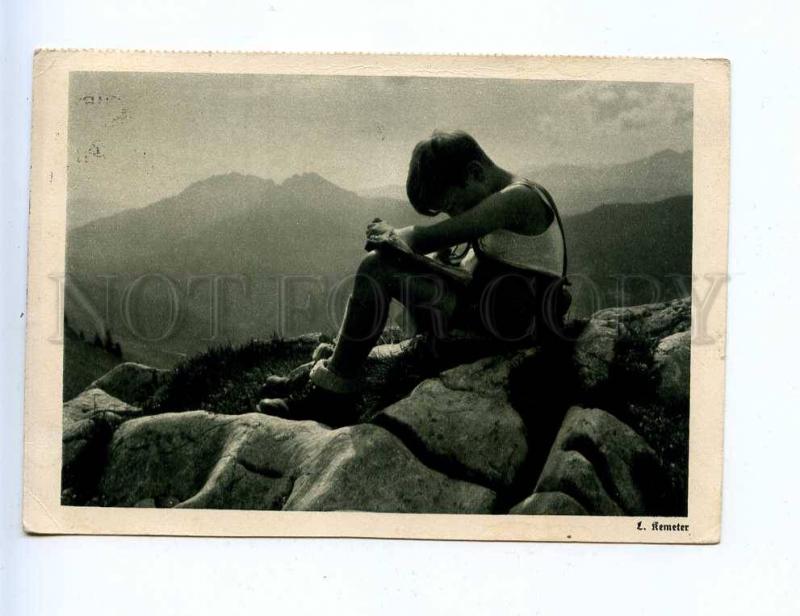 201790 GERMANY Boy w/ book KEMETER vintage RPPC 1938 year