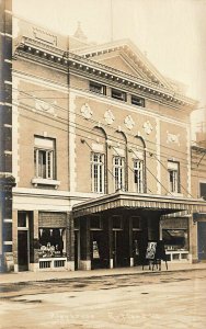 Rutland VT Theatre Billboards Between Two Shops, Real Photo Postcard