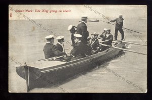 ROY094 - King Edward VII - Cowes Week - The King going on board - postcard