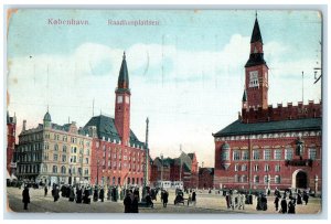 1911 Scene at City Hall Square Copenhagen Denmark Posted Antique Postcard