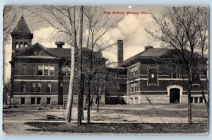 c1910's Windom Minnesota MN High School Campus Building Dirt Road Tower Postcard