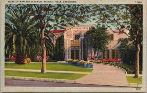 Home Of Marlene Dietrich Beverly Hills California Linen Postcard C186