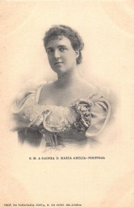B032 Royalty Portugal Queen SMA Maria Amelia Portrait vintage postcard