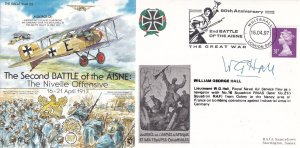 William George Hall Aisne Battle RNAS Bomber  WW1 Hand Signed FDC
