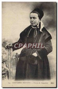 Old Postcard Folklore woman langonnet