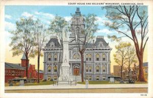 Cambridge Ohio Court House And Soldiers Monument Antique Postcard K28334