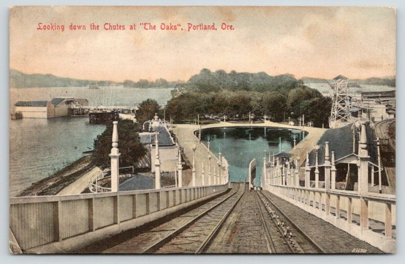 Portland OR~Handcolored~Oaks Amusement Park~Shoot de Chutes~Trolley Station~1908